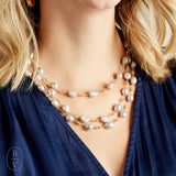 Virtue PEARL ROSARY TRIPLE LAYER NECKLACE PLAIN
