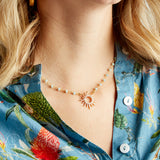 Virtue GOLD RHINESTONE STARBURST ROSARY NECKLACE