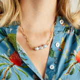 Virtue LARGE PAPERCLIP CHAIN TRIPLE PEARL NECKLACE