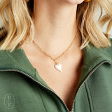 Virtue GOLD CZ TRIM HEART PAPERLCIP NECKLACE