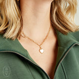 Virtue SHELL HEART STUDDED PAPERCLIP NECKLACE