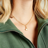 Virtue GOLD PAPERCLIP PUFFY SIDEWAYS HEART NECKLACE