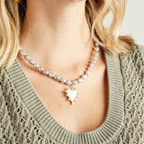 Virtue STUDDED PEARL HEART PEARL NECKLACE