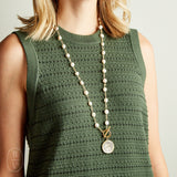 Virtue VINTAGE COIN PEARL ROSARY NECKLACE