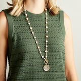 Virtue VINTAGE COIN PEARL ROSARY NECKLACE