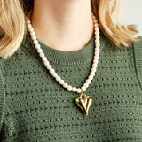 Virtue GOLD PUFF HEART GEMSTONE NECKLACE