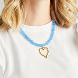 Virtue GOLD MEDAL HEART GEMSTONE NECKLACE