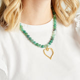 Virtue GOLD MEDAL HEART GEMSTONE NECKLACE
