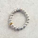 Virtue GOLD WASHER PEARL STRETCH BRACELET Grey