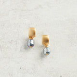 Virtue FLAT SEMI CIRCLE MINI PEARL EARRINGS Peacock Gold