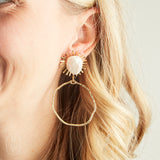 Virtue SUN PEARL POST GOLD BRANCH HOOP EARRINGS