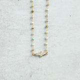 Virtue PEARL SIDEWAYS CROSS ROSARY NECKLACE Amazonite