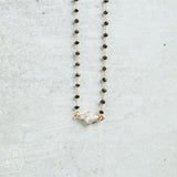 Virtue PEARL SIDEWAYS CROSS ROSARY NECKLACE Black