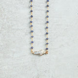 Virtue PEARL SIDEWAYS CROSS ROSARY NECKLACE Navy