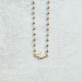 Virtue PEARL SIDEWAYS CROSS ROSARY NECKLACE Pyrite