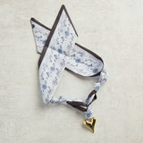 Virtue PUFF HEART ON SCARF NECKLACE Blue Floral
