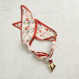 Virtue PUFF HEART ON SCARF NECKLACE Brick Floral