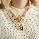Virtue PUFF HEART ON SCARF NECKLACE