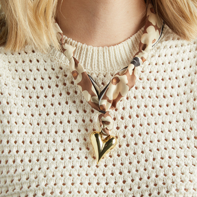 Virtue PUFF HEART ON SCARF NECKLACE