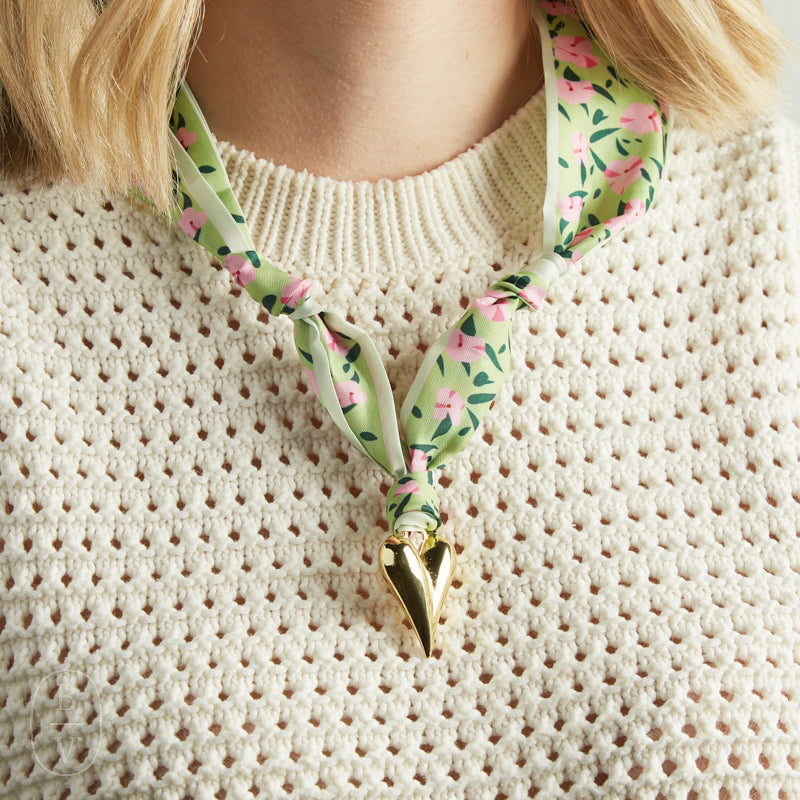 Virtue PUFF HEART ON SCARF NECKLACE
