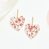 Virtue ACRYLIC HEART GOLD BAR POST EARRINGS Blush Flake