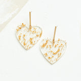 Virtue ACRYLIC HEART GOLD BAR POST EARRINGS Gold Flake