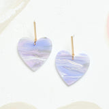 Virtue ACRYLIC HEART GOLD BAR POST EARRINGS Lavender Smoke