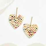 Virtue ACRYLIC HEART GOLD BAR POST EARRINGS Multi Weave