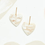 Virtue ACRYLIC HEART GOLD BAR POST EARRINGS Natural Smoke