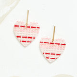 Virtue ACRYLIC HEART GOLD BAR POST EARRINGS Pink Basket