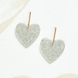 Virtue ACRYLIC HEART GOLD BAR POST EARRINGS Silver Confetti