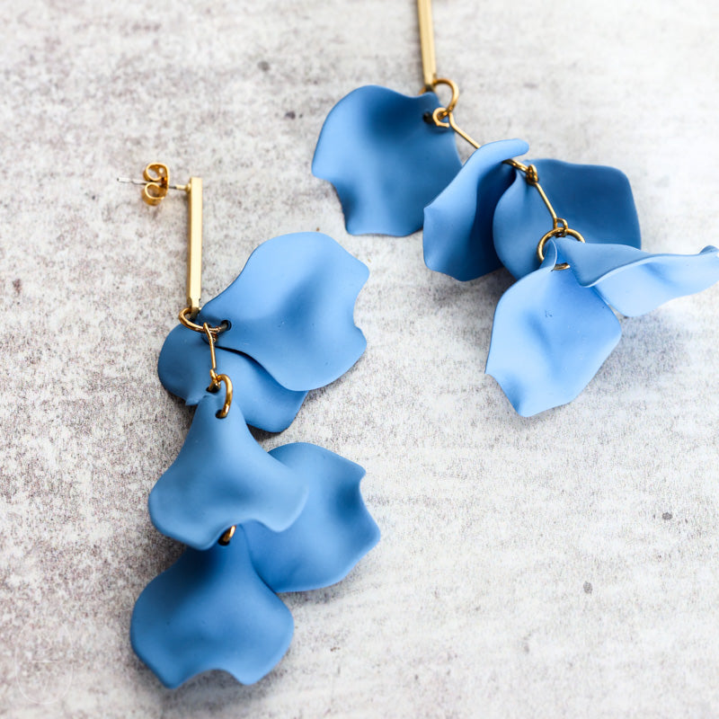 Virtue GOLD BAR POST HYACINTH EARRINGS Carolina Blue