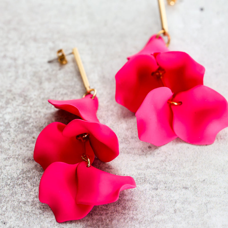 Virtue GOLD BAR POST HYACINTH EARRINGS Hot Pink