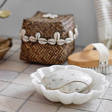 Creative Co-op CARVED MARBLE FLOWER SHAPED DISH