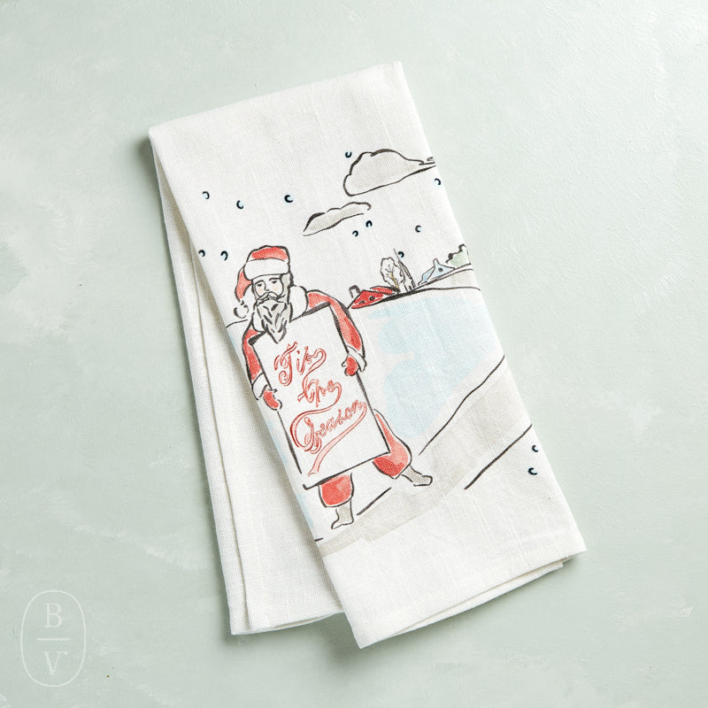 Creative Co-op WINTER HOLIDAY SCENE TEA TOWEL