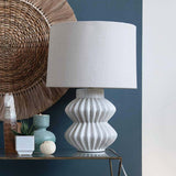 Bloomingville DISTRESSED TERRACOTTA TABLE LAMP Linen Shade