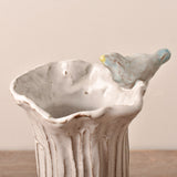 Dixie Pottery WHITE VASE WITH BLUE BIRD 7x6