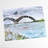 Whitney Winkler Art M BRIDGE LANDSCAPE WATERCOLOR PRINT