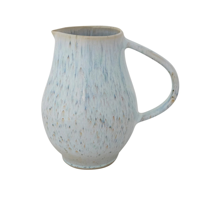 Creative Co-op SPECKLED BLUE BROWN STONEWARE PITCHER