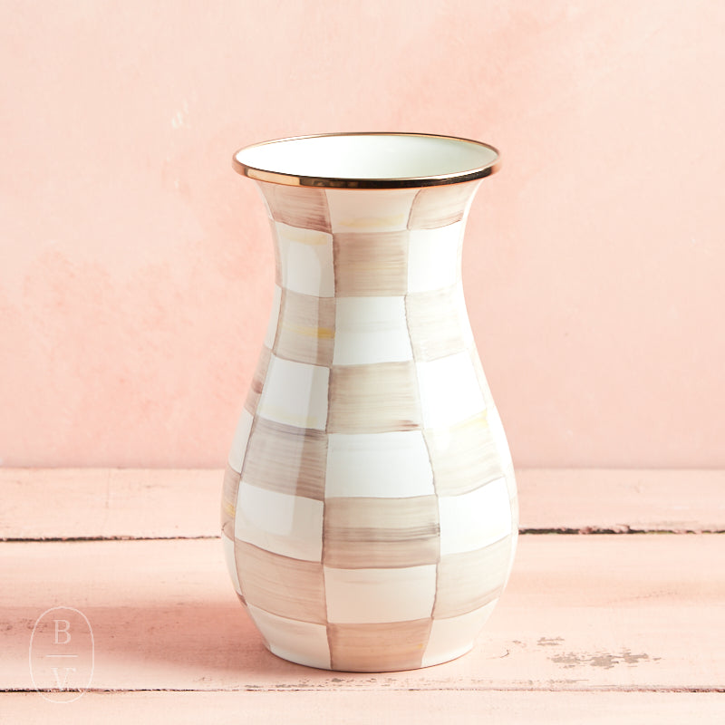 MacKenzie-Childs TALL VASE Mocha Check