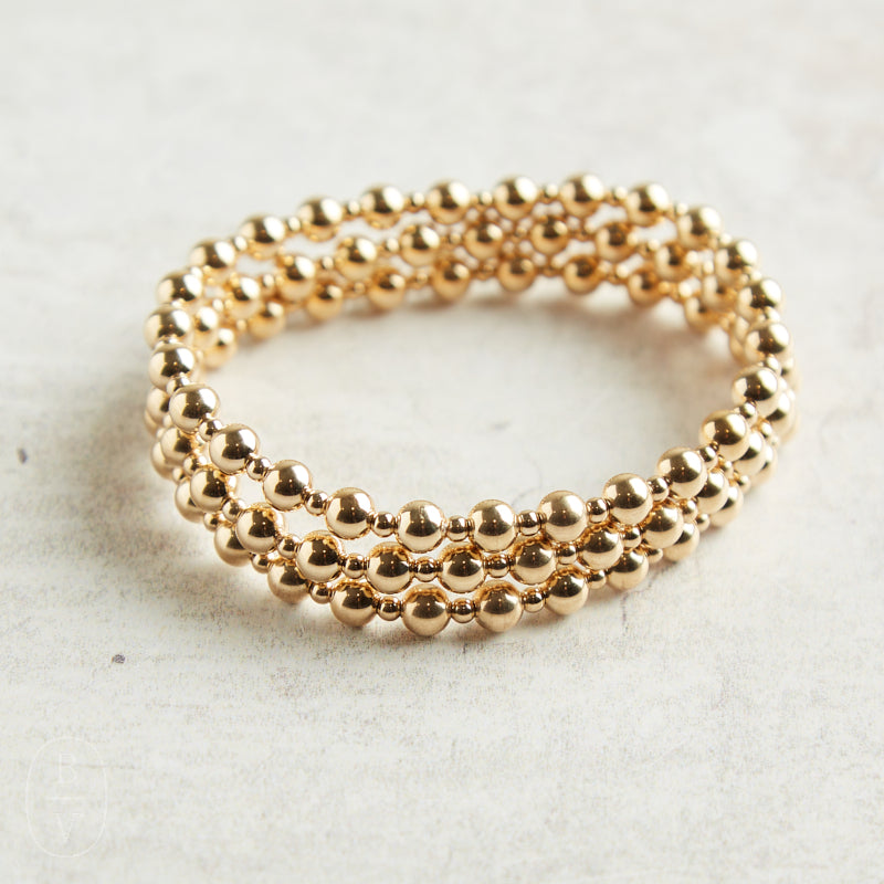 eNewton Design CLASSIC GRATEFUL PATTERN BEAD BRACELET Gold 5mm