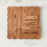 Europe 2 You SQUARE SCALLOPED CHEESE BOARD WITH MARKERS Natural Small