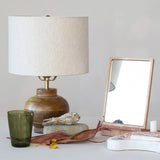 MANGO WOOD TABLE LAMP WITH COTTON SHADE