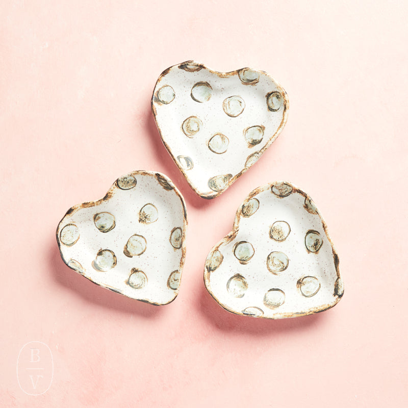 Etta B Pottery SWEET POLKA DOT HEART DISH