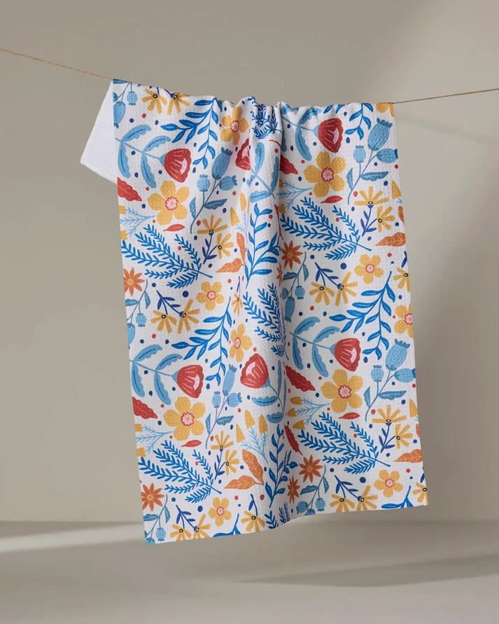 Geometry FOLK FLORA TEA TOWEL