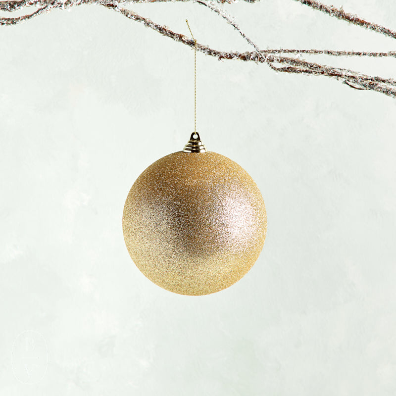 K and K Interiors ROUND GLITTERED SHATTERPROOF ORNAMENT Gold 5.5