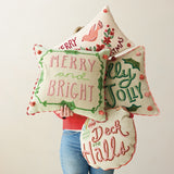 Creative Co-op SQUARE LINEN PRINTED HOLIDAY SAYING PILLOW
