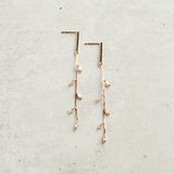 Virtue PAVE BAR POST RHINESTONE VINE LEAF EARRINGS