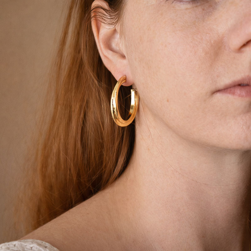 Golden Stella TWISTED DOUBLE LINE EARRINGS 'Wedge Gold