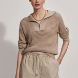 Varley BILLIE HALF ZIP KNIT Cashmere Stone